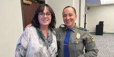 Human Trafficking in CT: What to Watch For Human Trafficking prevention experts Tammy Sneed and Captain Conley pose for a photo.