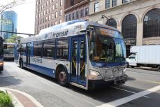 CTtransit bus Blue CTtransit bus on the street in Hartford