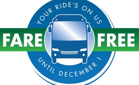 Fare-free bus service extended until December 1, 2022.